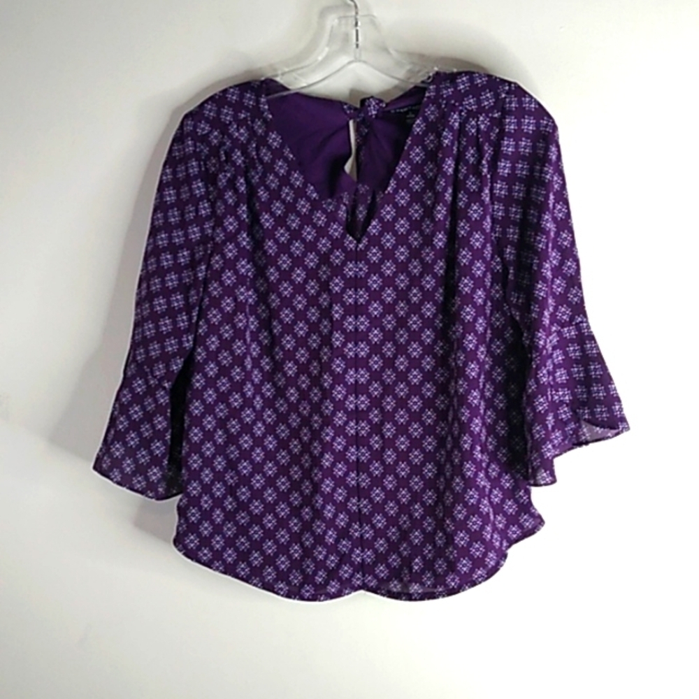 41 Hawthorne - Purple Patterned Blouse - Size S/P